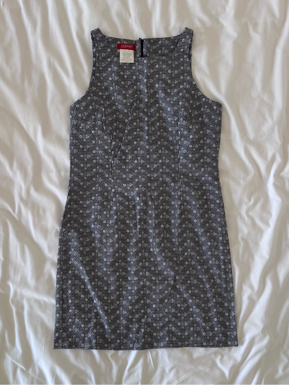 Original 90s/Y2K Esprit Black & White Sleeveless Fitted Dress